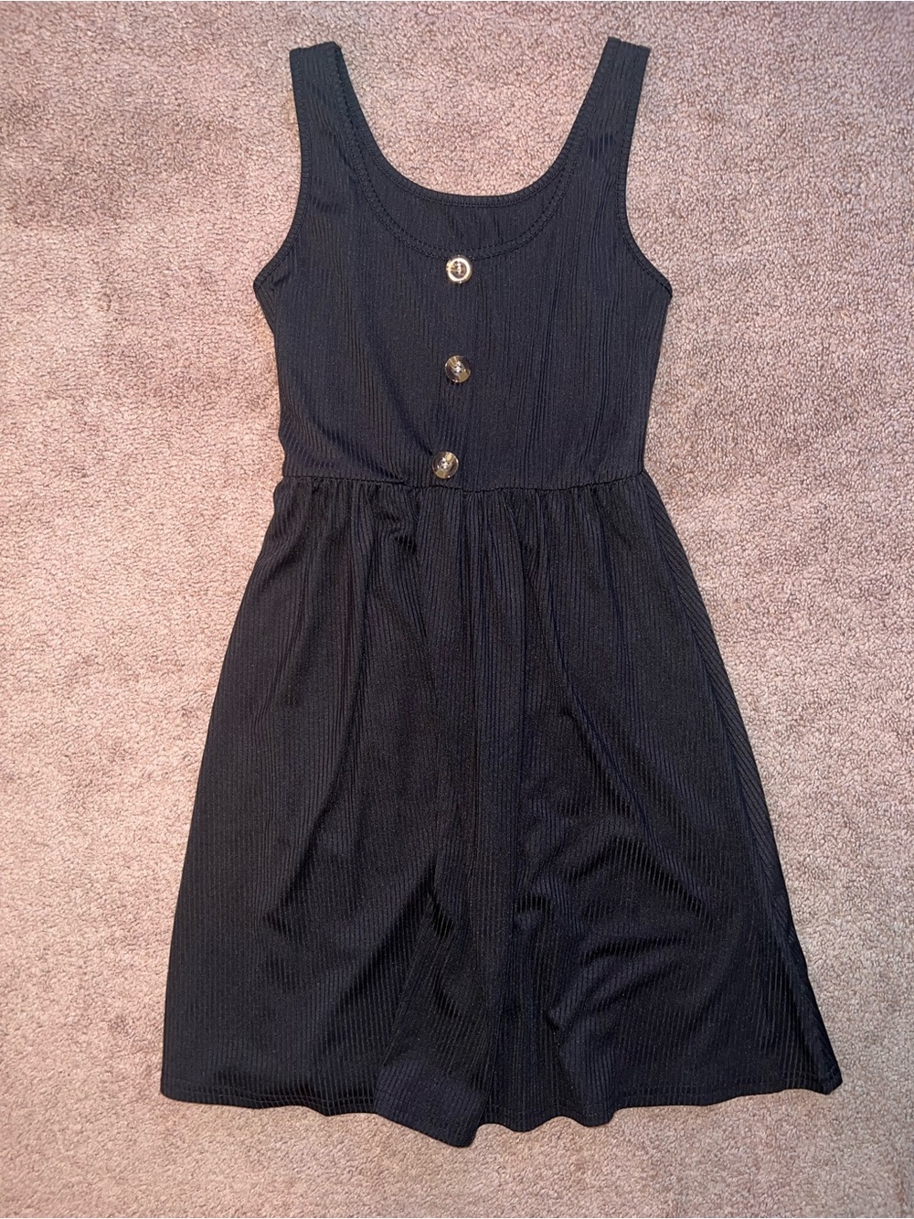 Black A Line Dress with Button Detail
